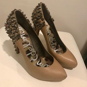 Sam Edelman Roza Tan Studded Platform Heels